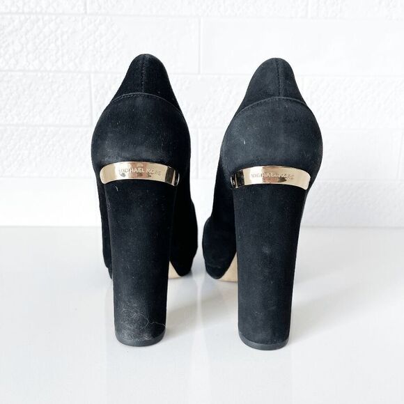 Michael Kors Womens Haven Suede Chunky Platform Heels Black 9M - Picture 3 of 9